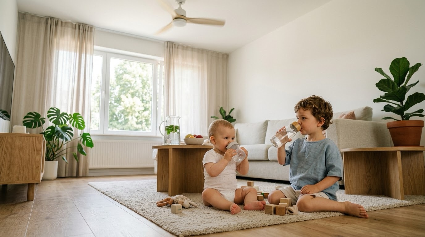 Bébé protégé de la chaleur pendant la canicule